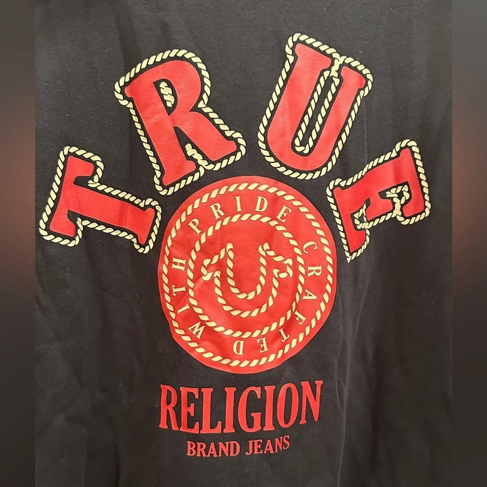 True Religion NWT Men’s College zip black hoodie. Size XL